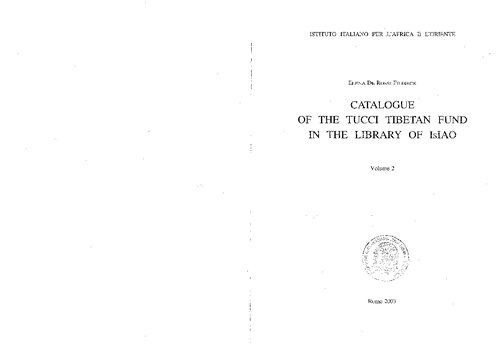 Catalogue Of The Tucci Tibetan Fund In The Library Of Isiao Elena De Rossi Filibeck