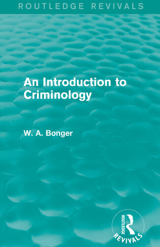 An Introduction To Criminology W A Bonger