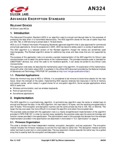 Advanced Encryption Standard Aes Silicon Labs
