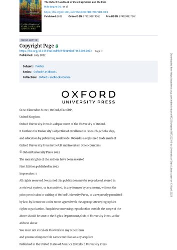 The Oxford Handbook Of State Capitalism And The Firm 1st Edition Mike Wright