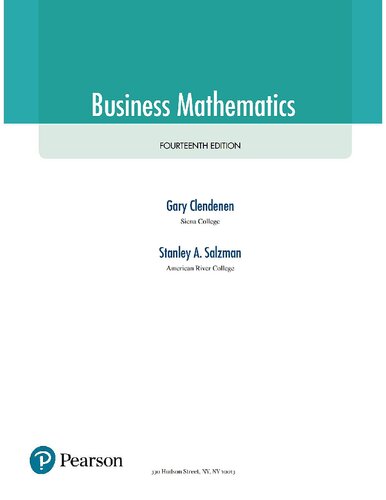 Business Mathematics 14th Edition Gary Clendenen Siena College