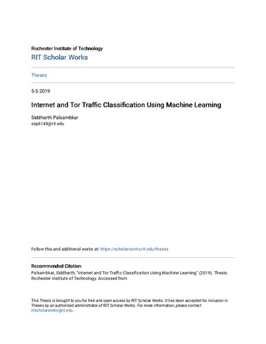 Masters Thesis Internet And Tor Traffic Classification Using Machine Learning Siddharth Palsambkar