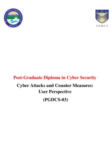 Cyber Security Cyber Attacks And Counter Measures User Perspective Pgdcs03 Nihar Ranjan Pande Ed