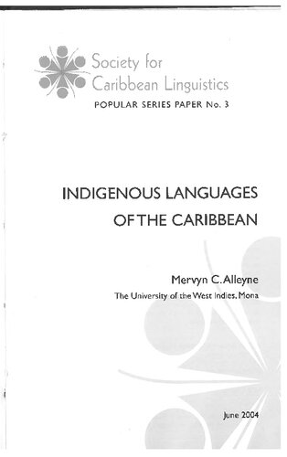 Indigenous Languages Of The Caribbean Mervyn C Alleyne