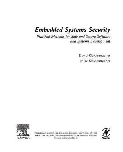 Embedded Systems Security Practical Methods For Safe And Secure Software And Systems Development 1st Edition David Kleidermacher
