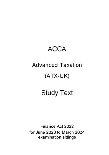 Acca P6 Atxuk Advanced Taxation Fa2021 Study Text Unknown