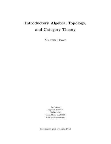 Introductory Algebra Topology And Category Theory Martin Dowd