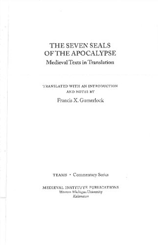 The Seven Seals Of The Apocalypse Medieval Texts In Translation Francis X Gumerlock