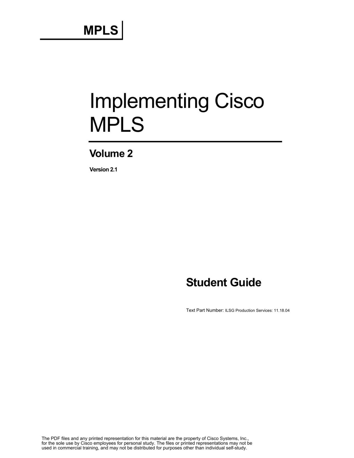 Implementing Cisco Mpls Volume 2 21 Cisco Learning Systems