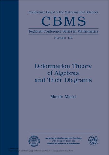 Deformation Theory Of Algebras And Their Diagrams Martin Markl