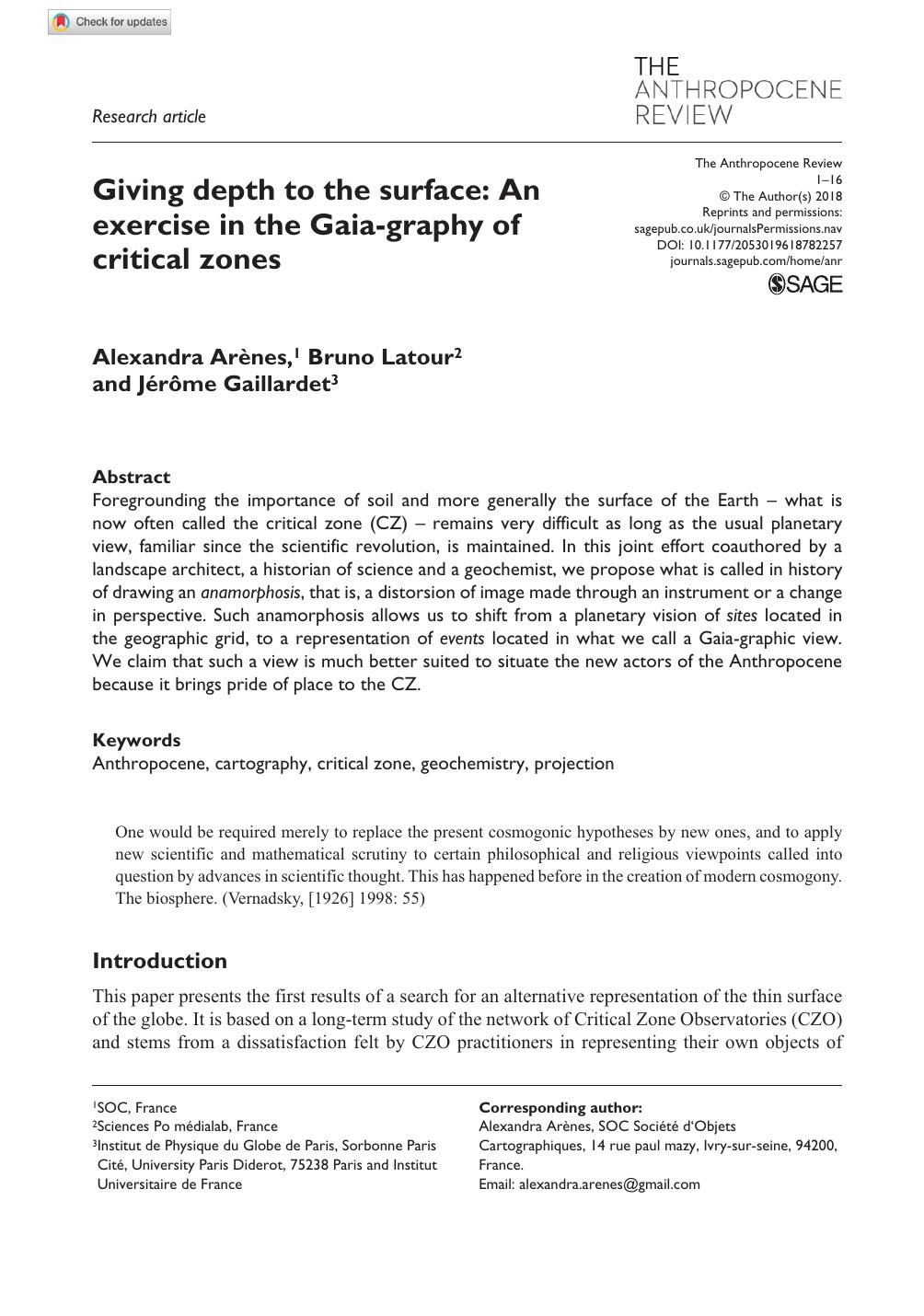 Giving Depth To The Surface An Exercise In The Gaiagraphy Of Critical Zones 1st Edition Alexandra Arnes