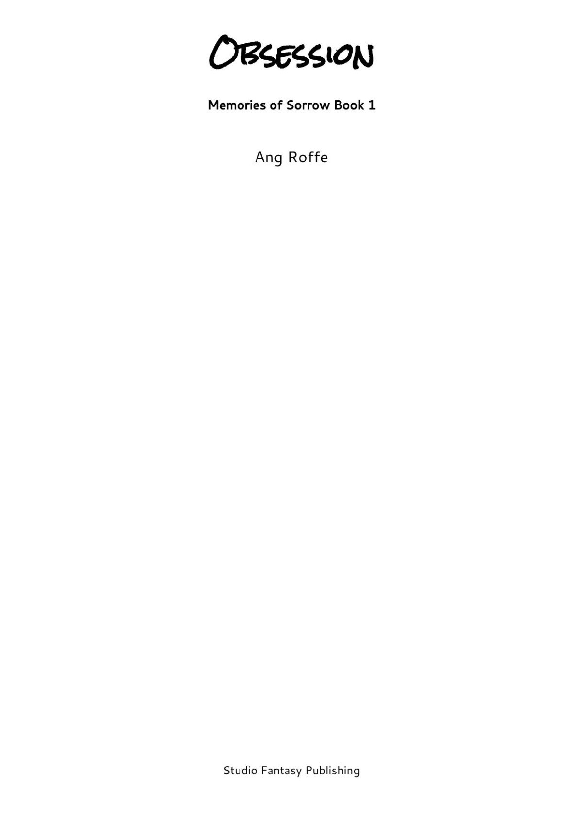 Memories Of Sorrow Book 1 Ang Roffe
