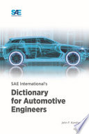 Sae Internationals Dictionary For Automotive Engineers John F Kershaw