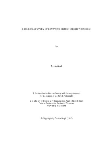 A Followup Study Of Boys With Gender Identity Disorder Devita Singh