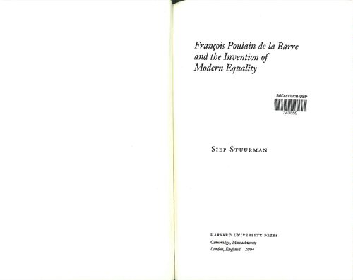 Franois Poulain De La Barre And The Invention Of Modern Equality 1st Edition Siep Stuurman