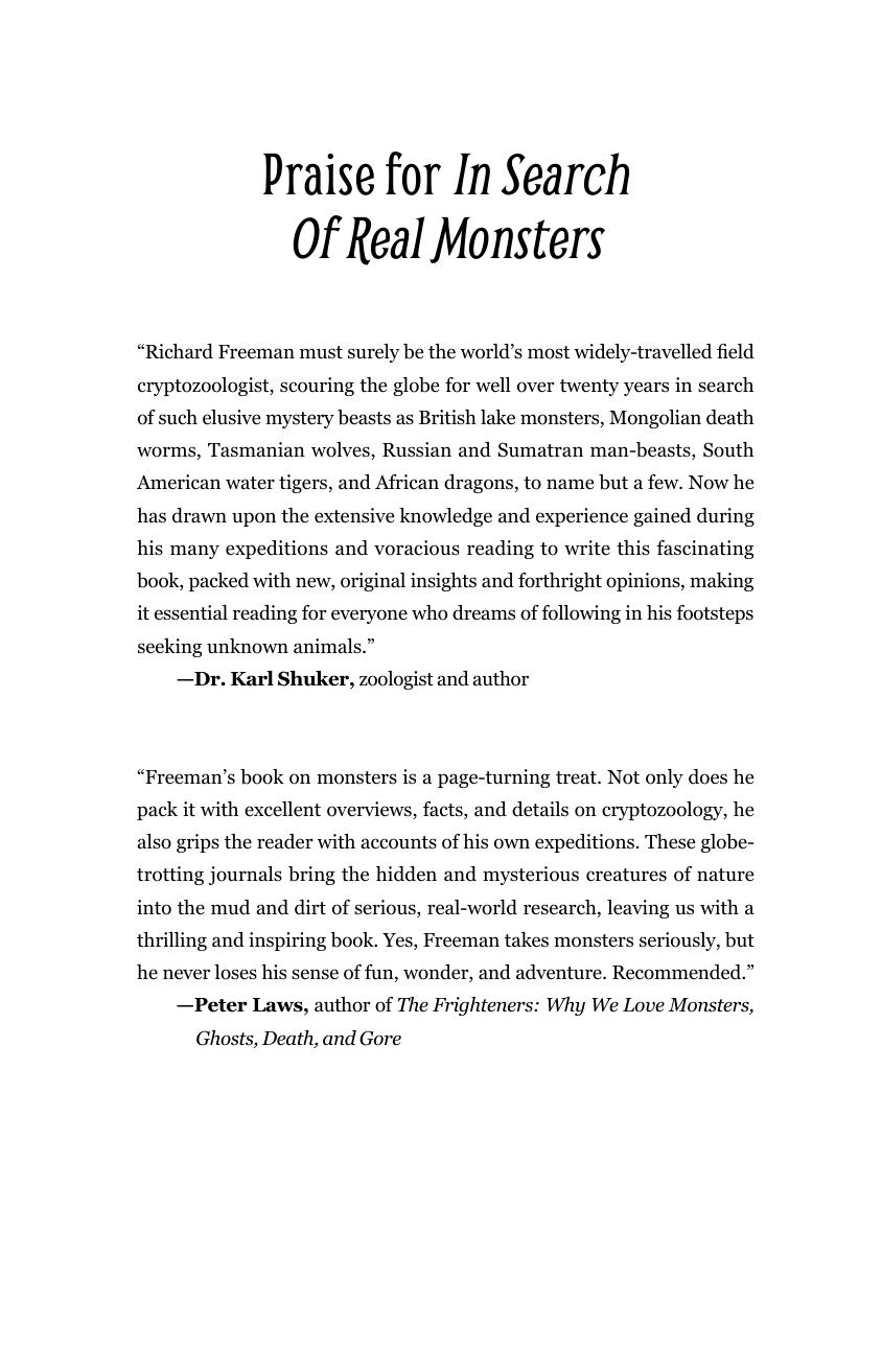 In Search Of Real Monsters Richard Freeman