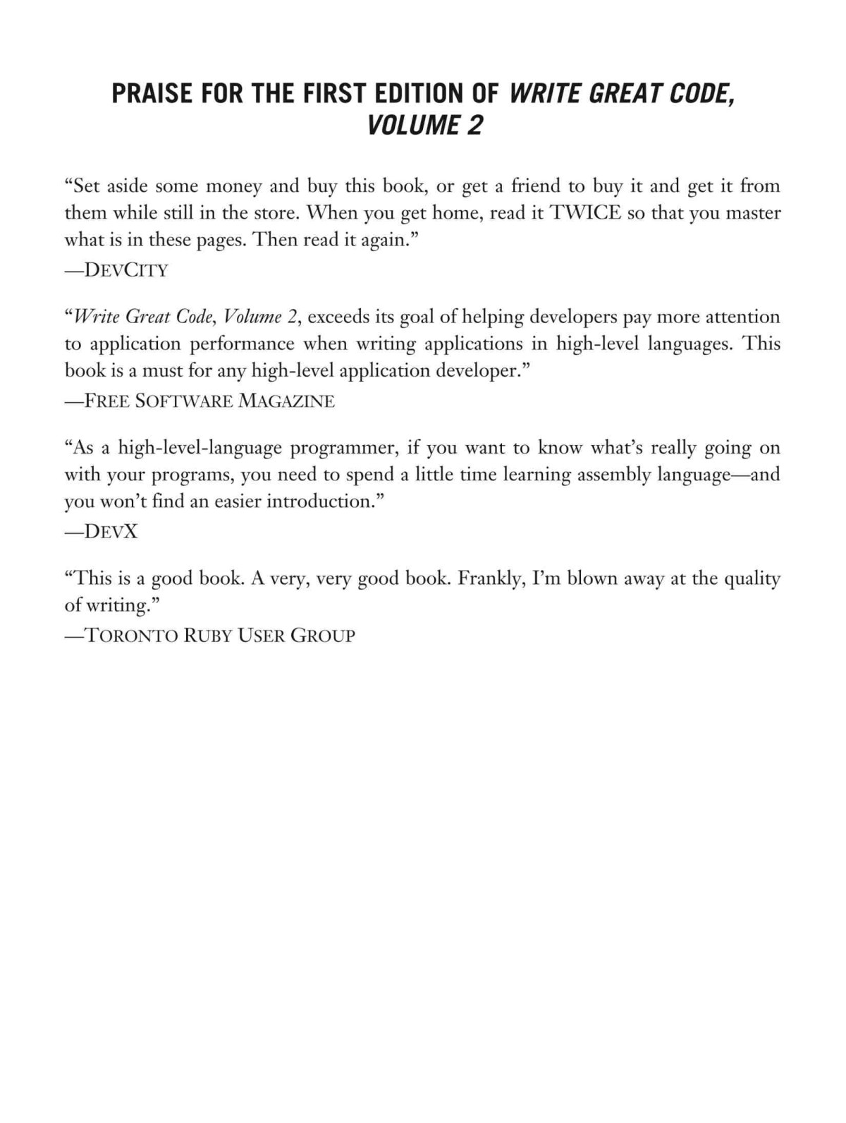 Write Great Code Volume 2 2nd Edition Thinking Lowlevel Writing Highlevel Randall Hyde