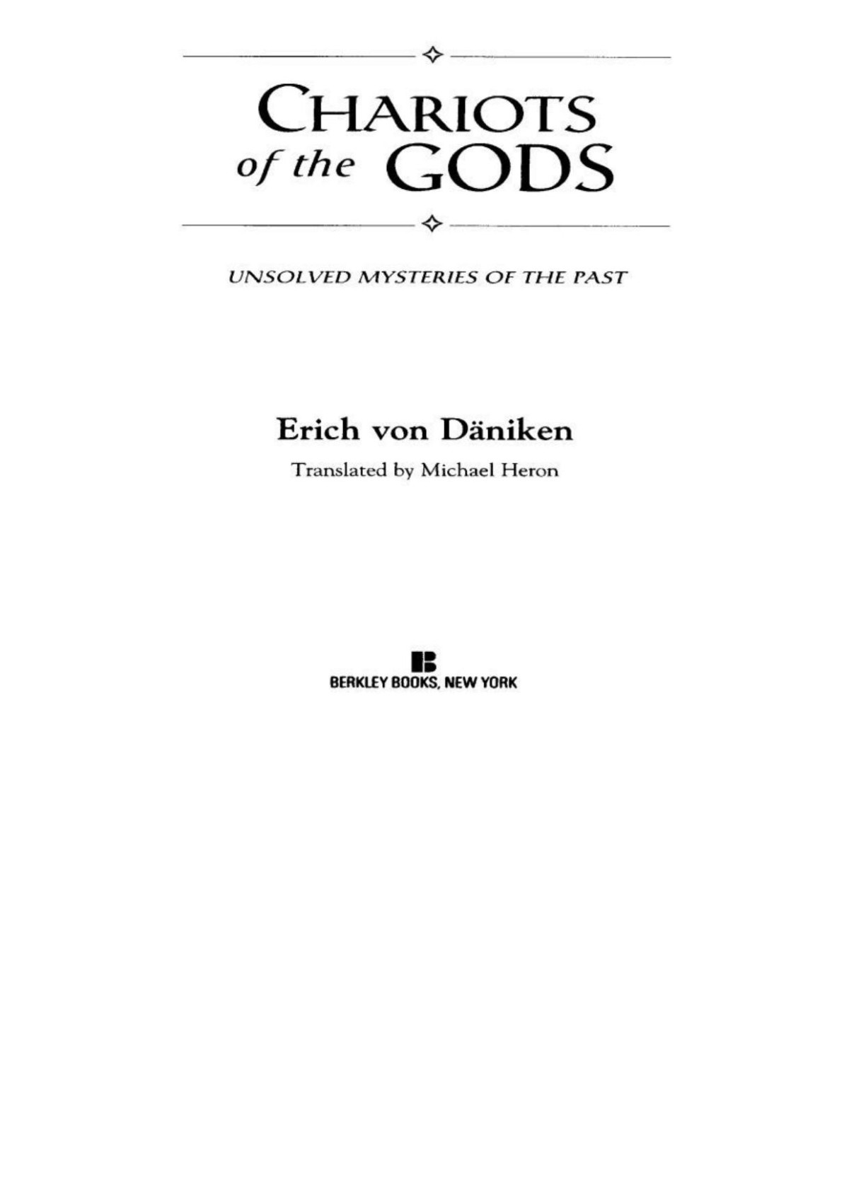 Chariots Of The Gods Erich Von Dniken