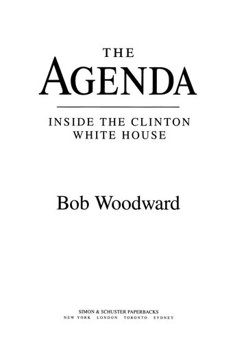 The Agenda Inside The Clinton White House Bob Woodward
