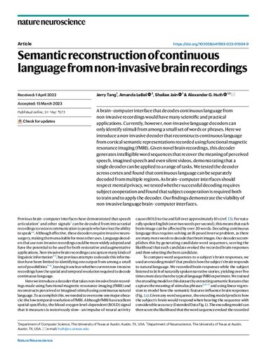 Semantic Reconstruction Of Continuous Language From Noninvasive Brain Recordings 31munknown0m