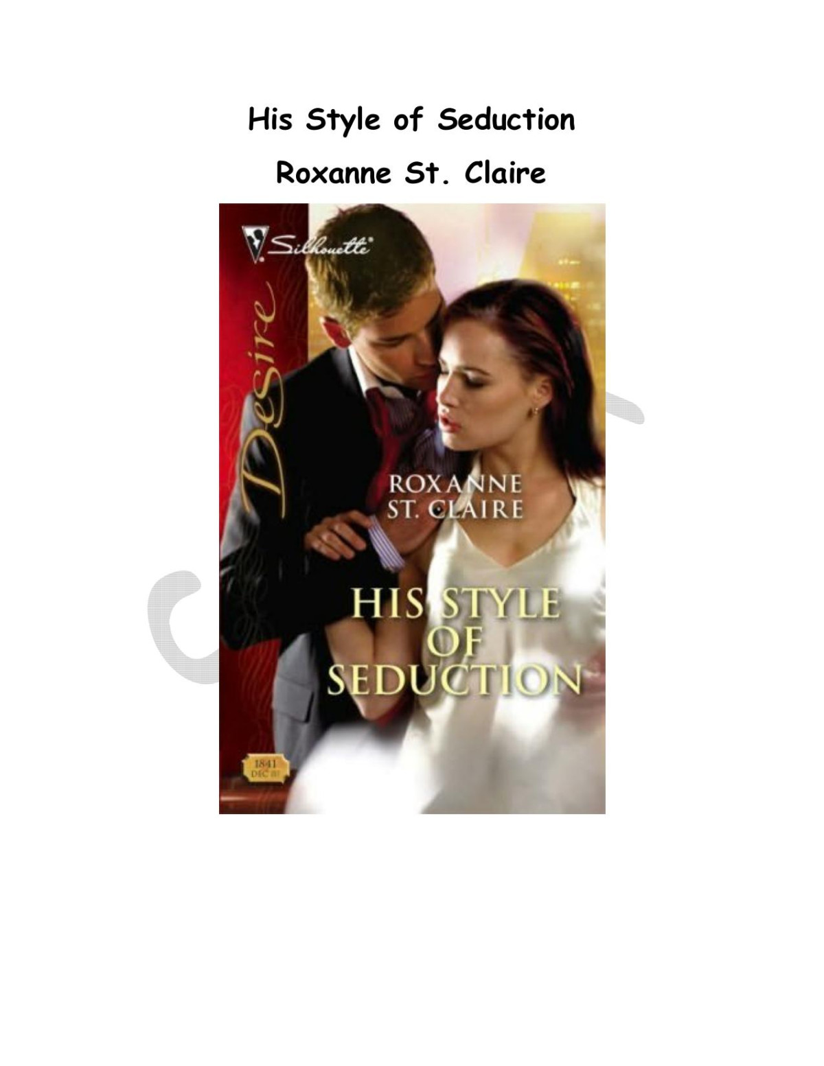 His Style Of Seduction Roxanne St Clair