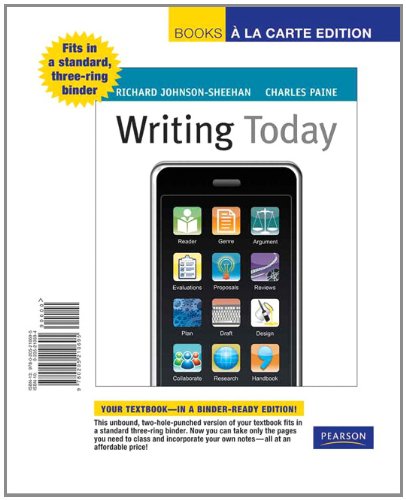 Writing Today 1st Edition Richard Johnsonsheehan Charles Paine