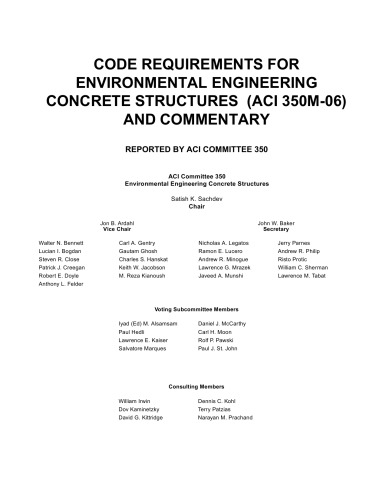 Aci 350m06 Metric Code Requirements For Environmental Engineering Concrete Structures And Commentary Aci Committee 350