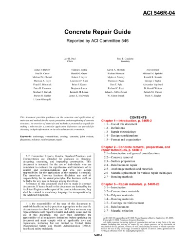 Aci 546r04 Concrete Repair Guide Aci Committee 546