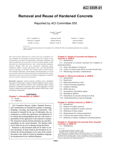 Aci 555r01 Removal And Reuse Of Hardened Concrete Aci Committee 555