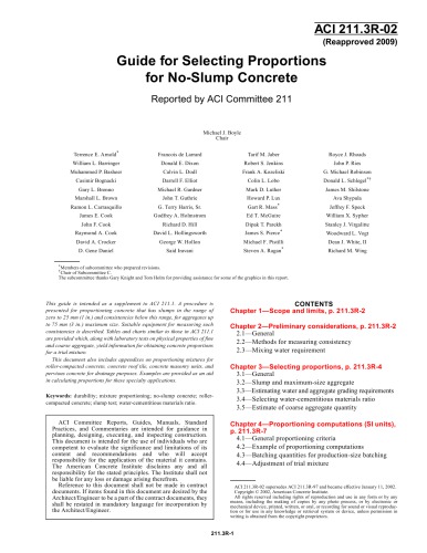 Aci 2113r02 Guide For Selecting Proportions For Noslump Concrete Reapproved 2009 Aci Committee 211
