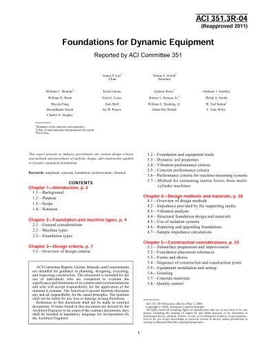 Aci 3513r04 Foundations For Dynamic Equipment Reapproved 2011 Aci Committee 351