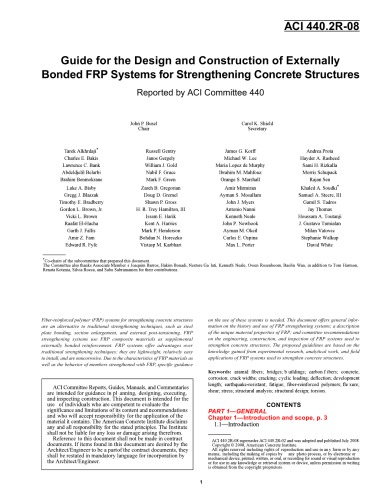 Aci 4402r08 Guide For The Design And Construction Of Externally Bonded Frp Systems For Strengthening Concrete Structures Aci Committee 440