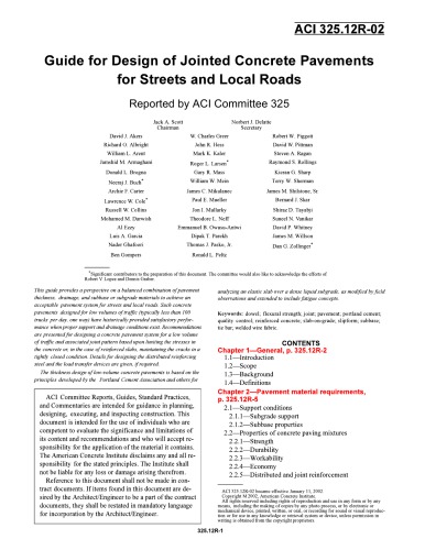 Aci 32512r02 Guide For Design Of Jointed Concrete Pavements For Streets And Local Roads Reapproved 2013 Aci Committee 207325
