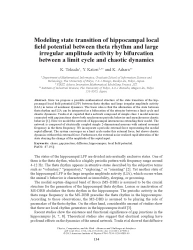 Modeling State Transition Of Hippocampal Local Field Potential Between Theta Rhythm And Large Irregular Amplitude Activity By Bifurcation Between A Limit Cycle And Chaotic Dynamics K Tokuda