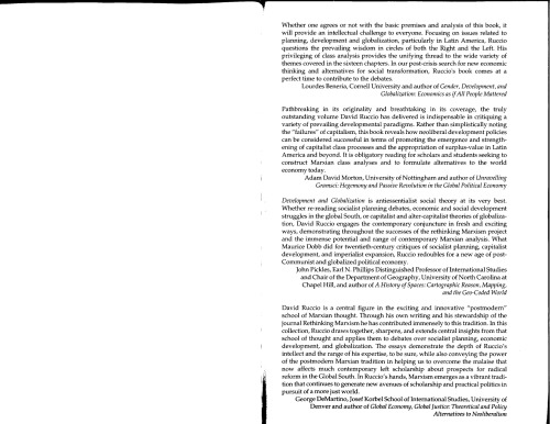 Development And Globalization A Marxian Class Analysis David F Ruccio