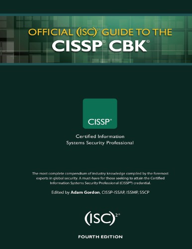 Official Isc2 Guide To The Cissp Cbk Fourth Edition Isc2 Press 4th Adam Gordon