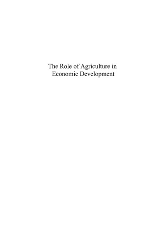 The Role Of Agriculture In Economic Development 1 Edition Kjeldsenkragh