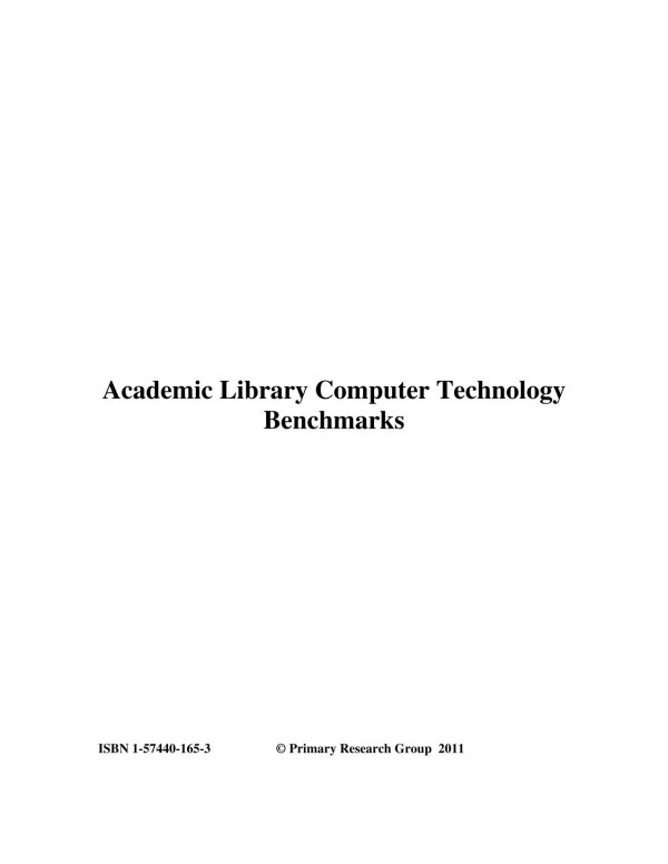 Academic Library Computer Technology Benchmarks Primary Research Group Staff