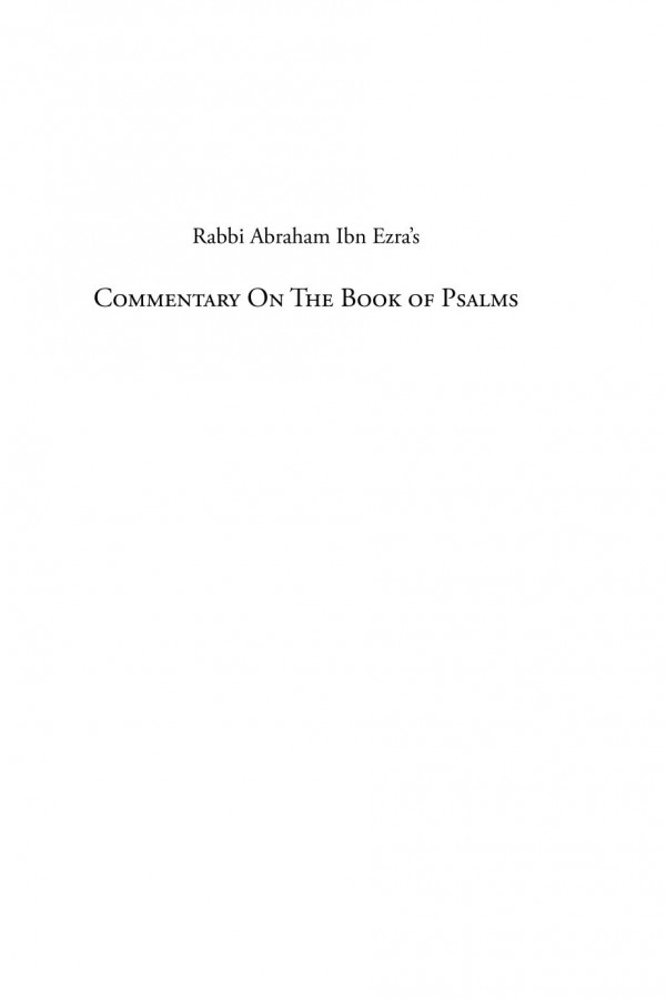 Abraham Ibn Ezras Commentary On The First Book Of Psalms Chapters 141 Abraham Ibn Ezra
