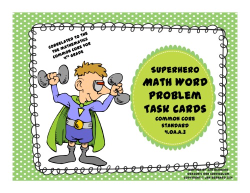 4th Grade Superhero Math Word Problem Task Cards Dragonsdencurriculum