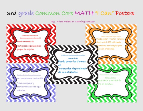 3rd Grade Common Core Math In Spanish Teaching Momster