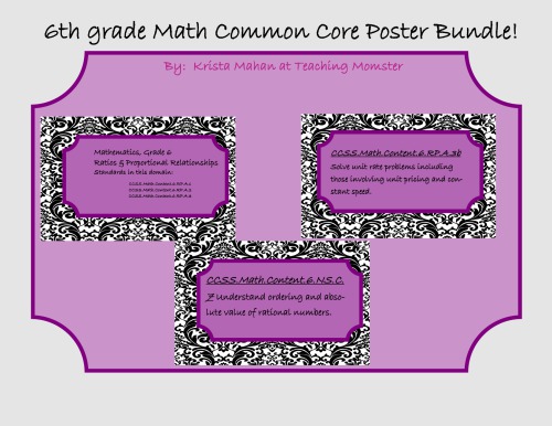 6th Grade Common Core Math Posters Teaching Momster