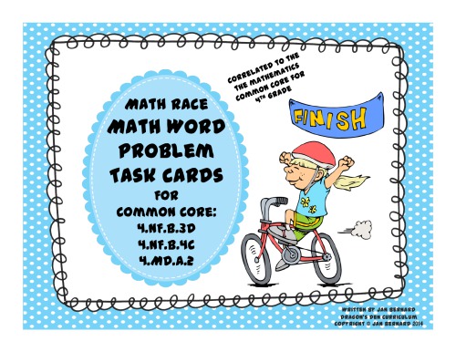 4th Grade Math Race Math Word Problem Task Cards Dragonsdencurriculum