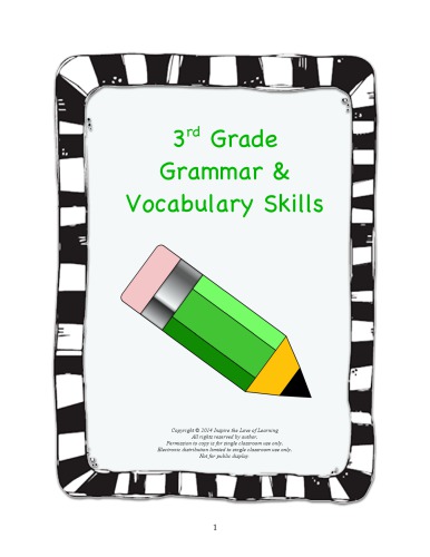 3rd Grade Grammar Vocabulary Skills Inspire The Love Of Learning