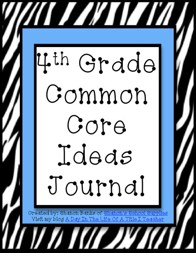 4th Grade Common Core Standards Journal For Teachersblue Zebra Shanons School Supplies