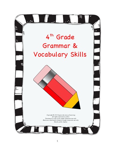 4th Grade Grammar Vocabulary Skills Inspire The Love Of Learning