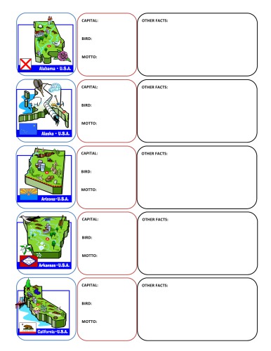 50 States Foldable Flash Cards Or Worksheetscapitals Birds Flags Mottos Velerion Damarke