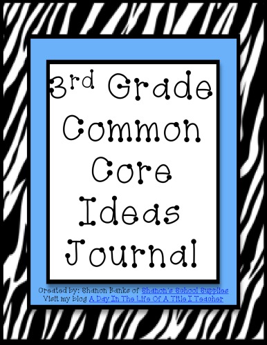 3rd Grade Common Core Standards Journal For Teachersblue Zebra Shanons School Supplies