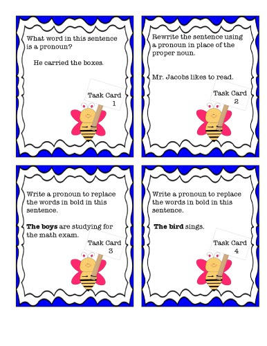50 Task Cards Grade 3 Pronouns Common Core Kimberly Sullivan