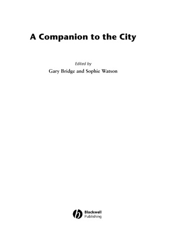 A Companion To The City Gary Bridge Sophie Watson Eds